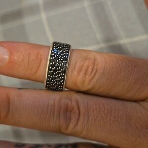 John Hardy Pave Black Sapphire Sterling Silver Ring mens